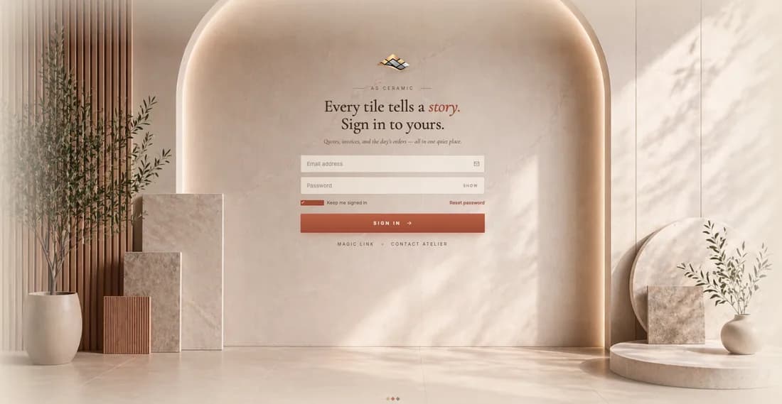 AS Ceramic — Customer Portal project by MP Studio