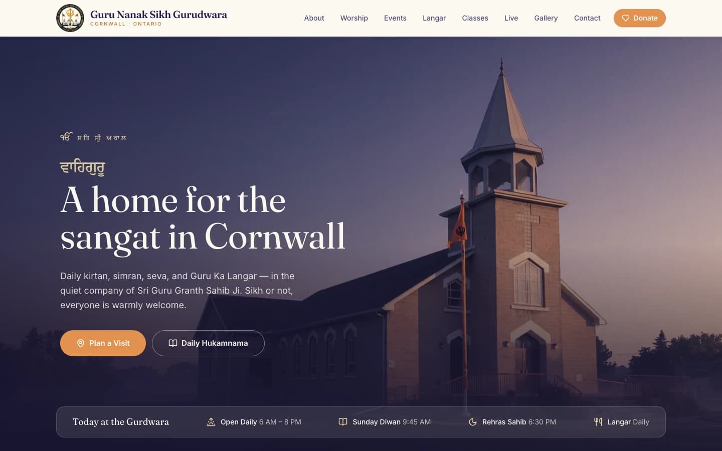 Guru Nanak Sikh Gurudwara Cornwall homepage