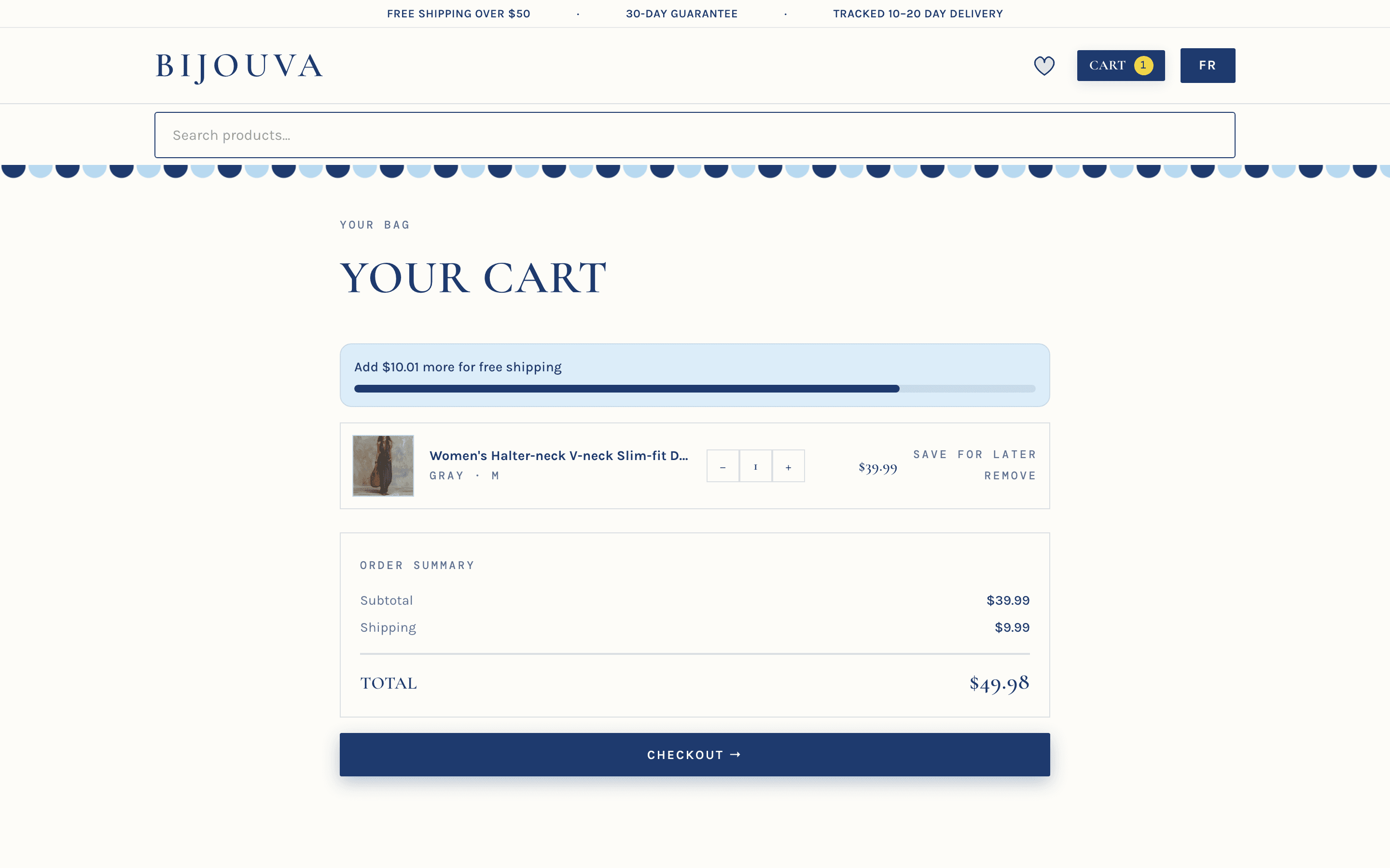 Bijouva cart with free-shipping progress bar