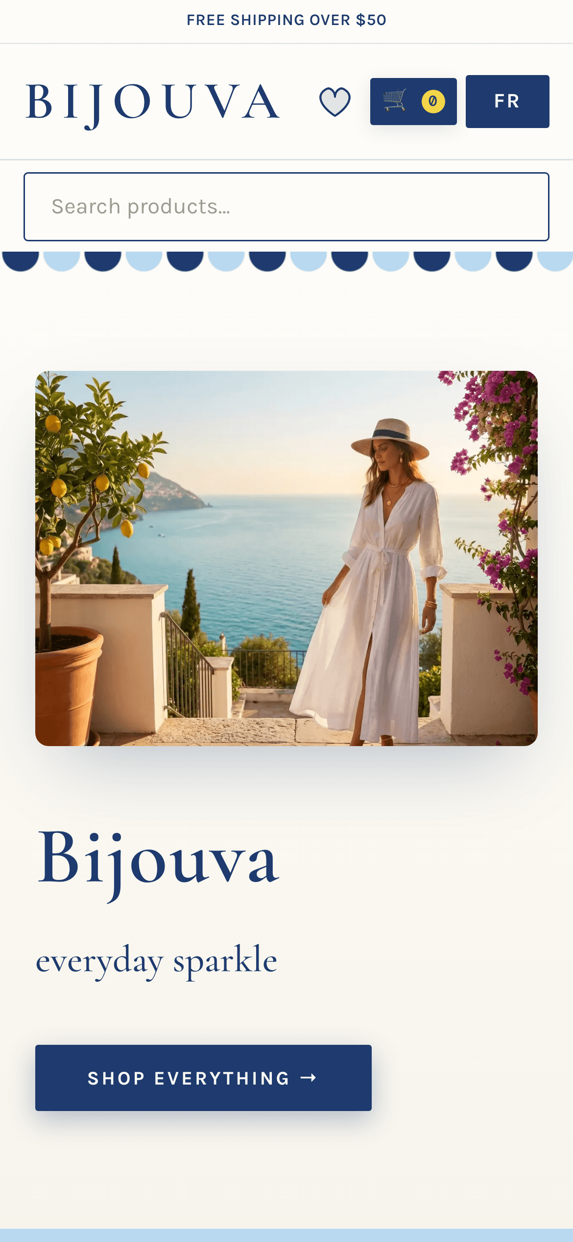 Bijouva mobile homepage