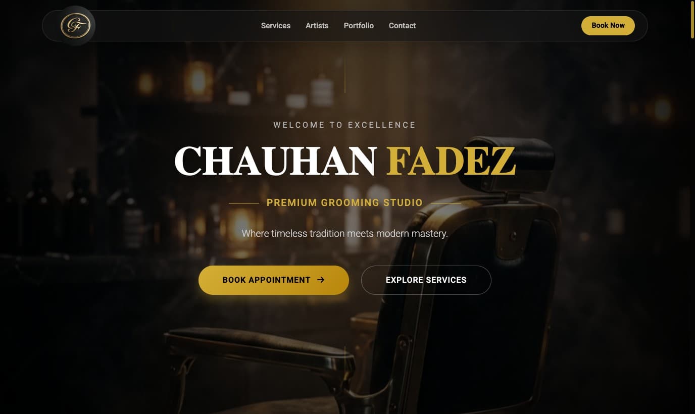Chauhan Fadez homepage hero
