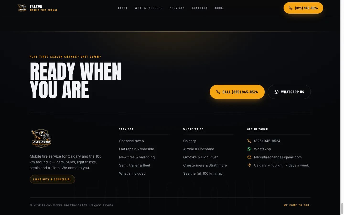 Falcon Mobile Tire Change closing call to action