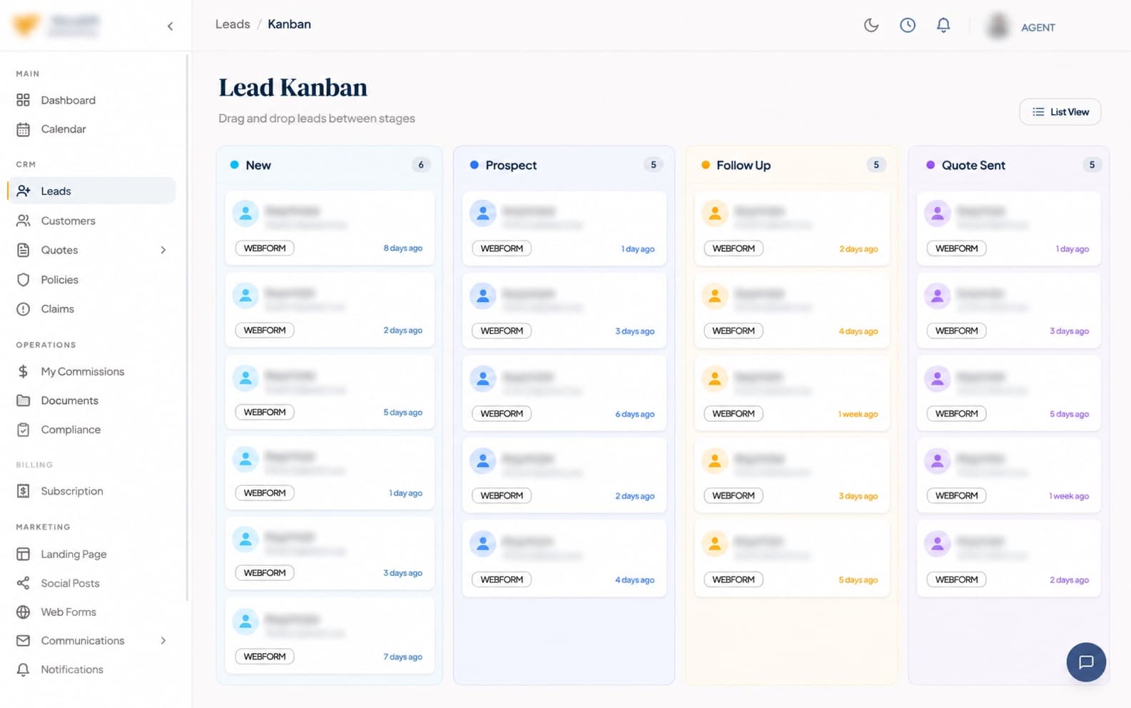 Drag-and-drop lead pipeline