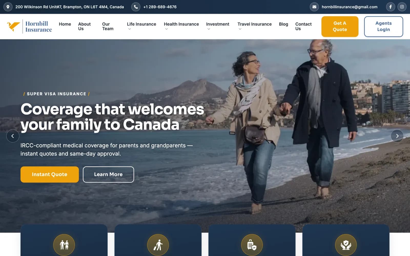Hornbill Insurance homepage