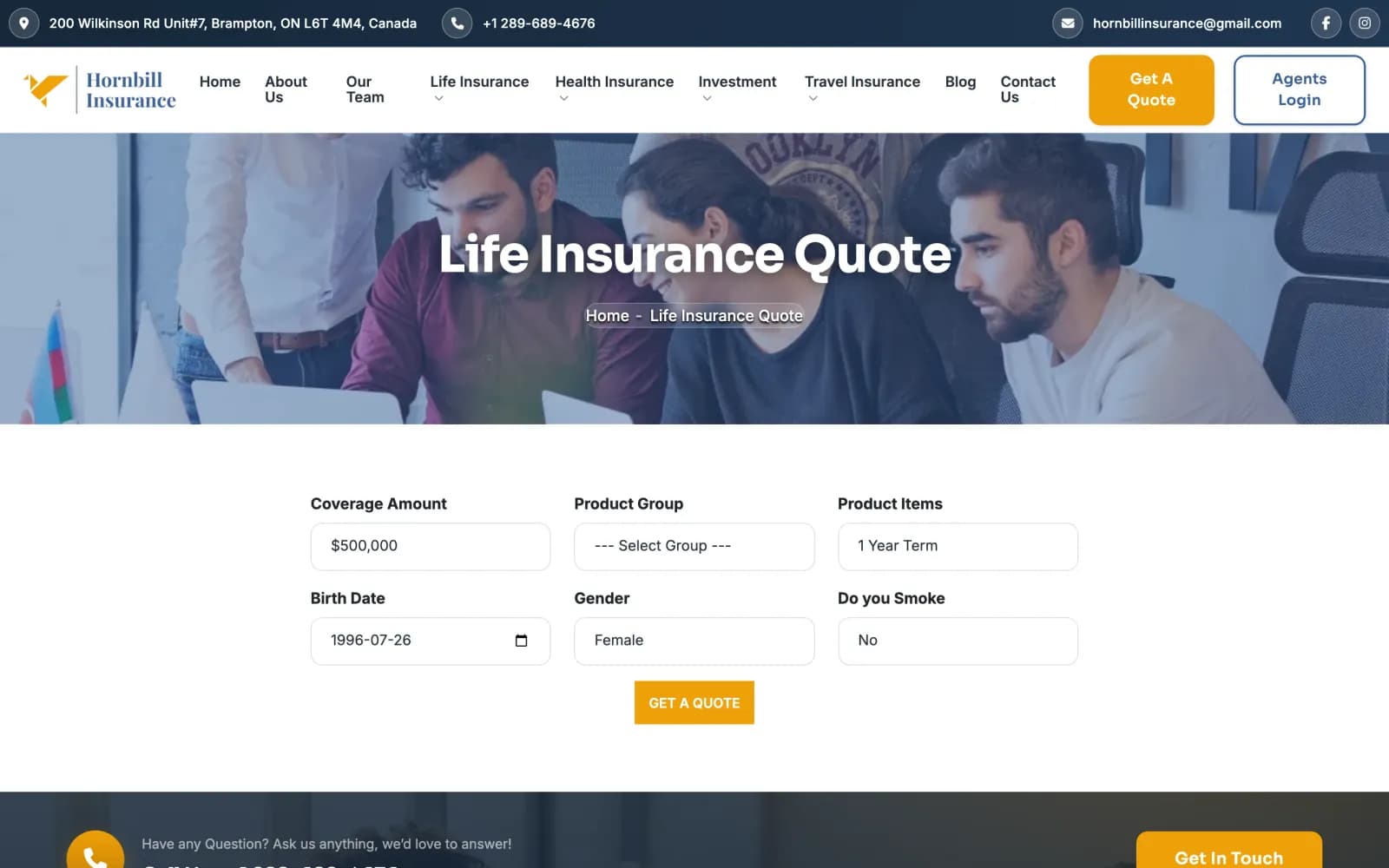 Hornbill Insurance life insurance quote