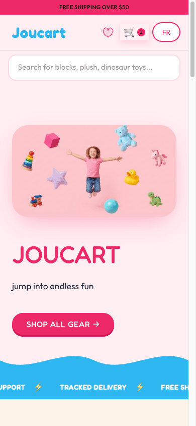 Joucart mobile homepage