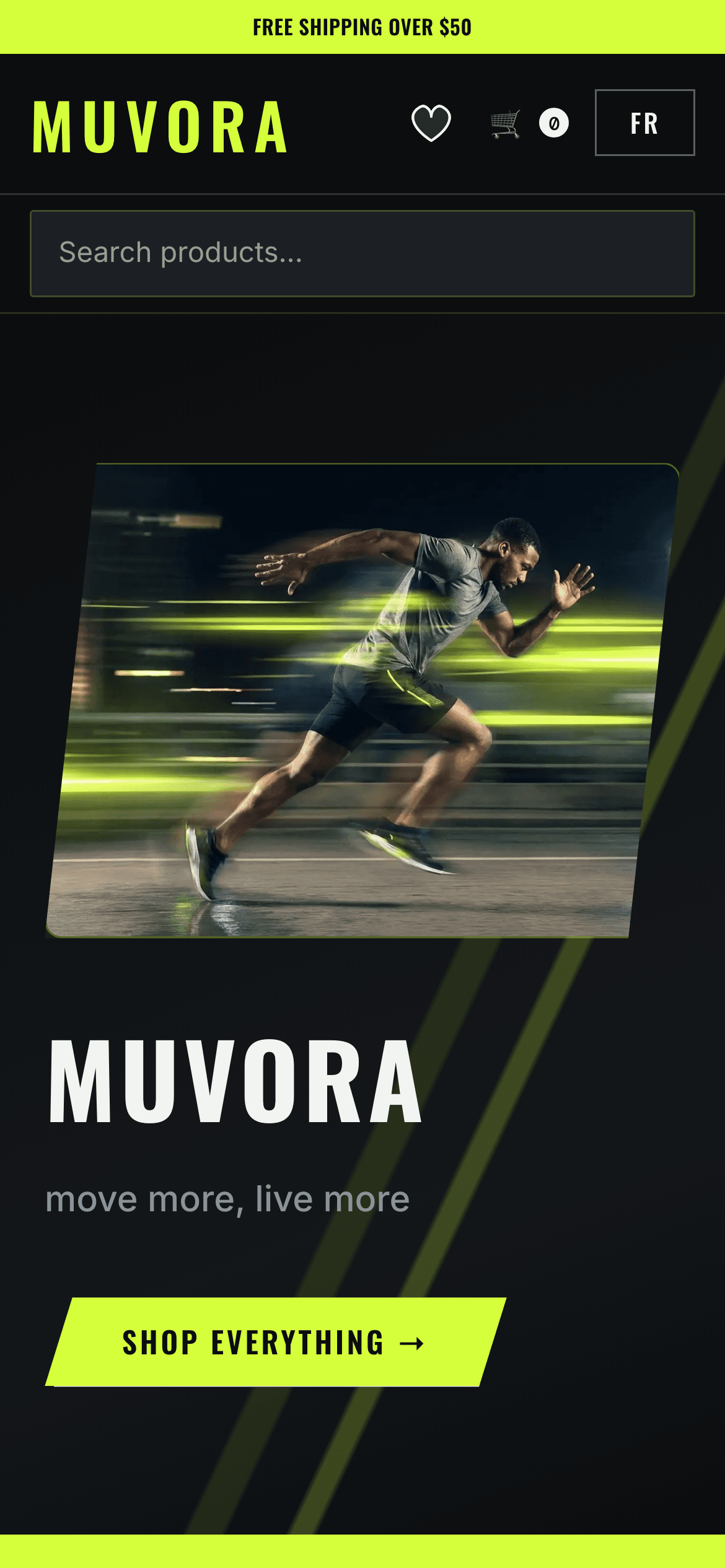 Muvora mobile homepage