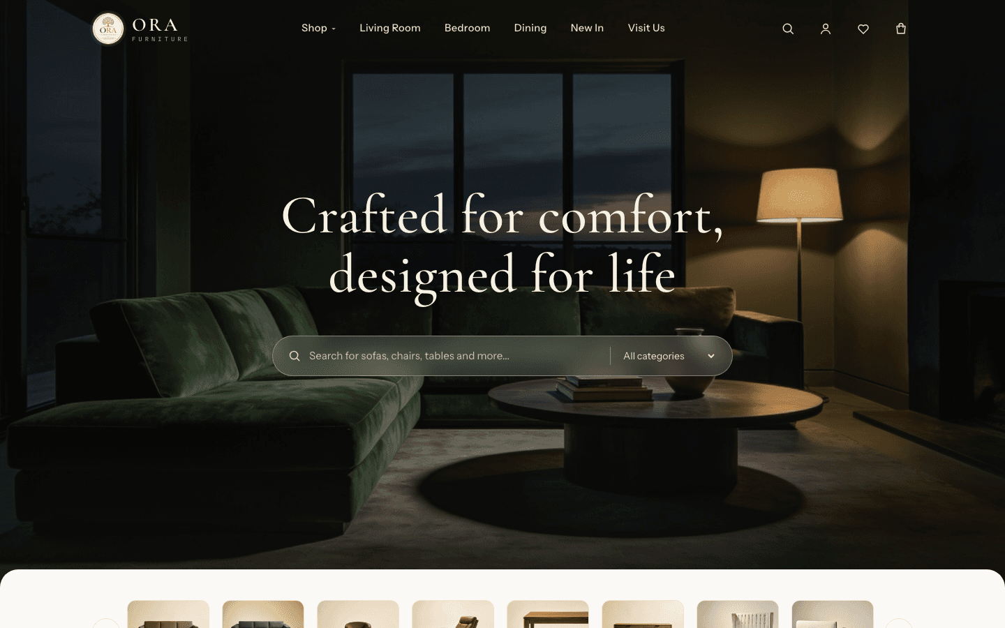 Ora Furniture & Mattress homepage hero