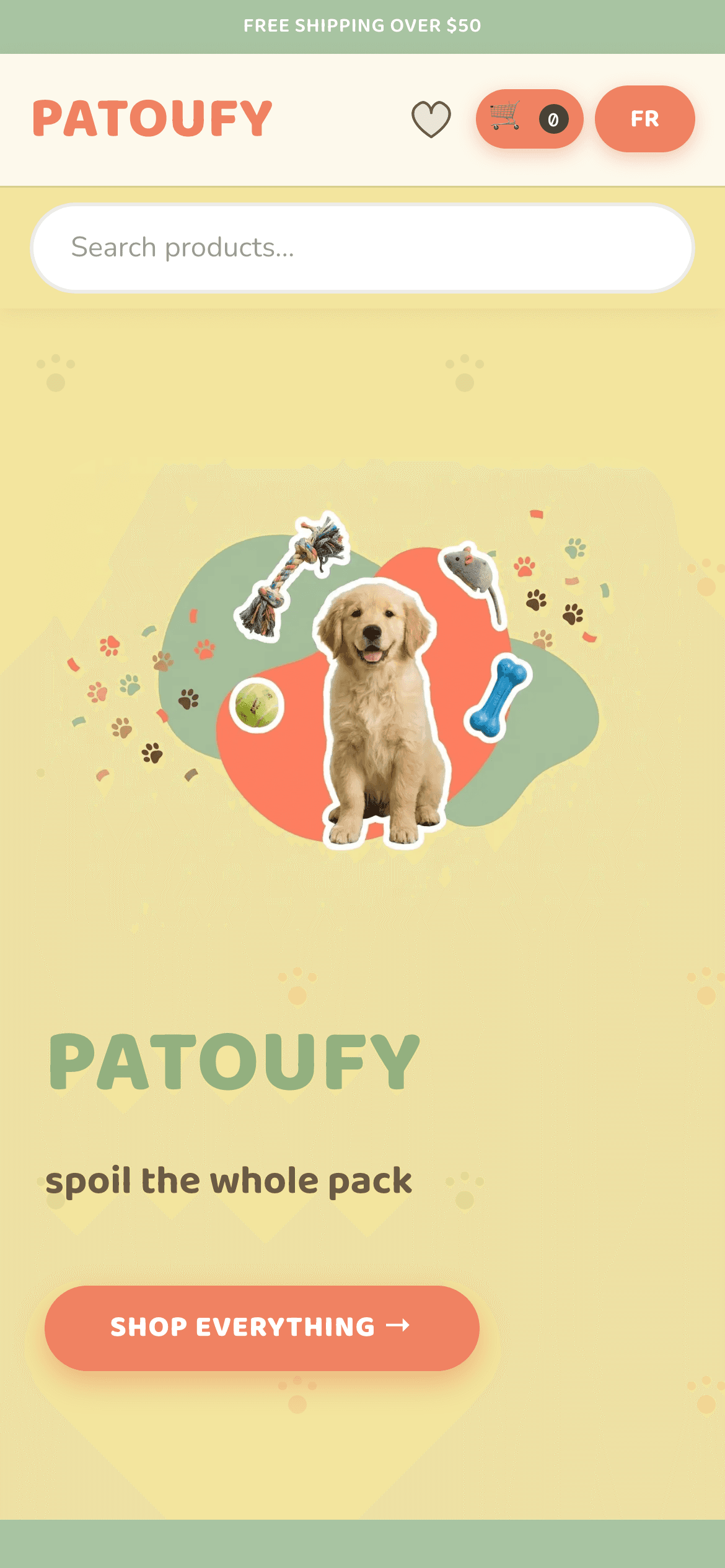 Patoufy mobile homepage