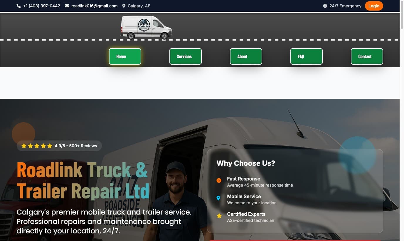 Roadlink homepage hero