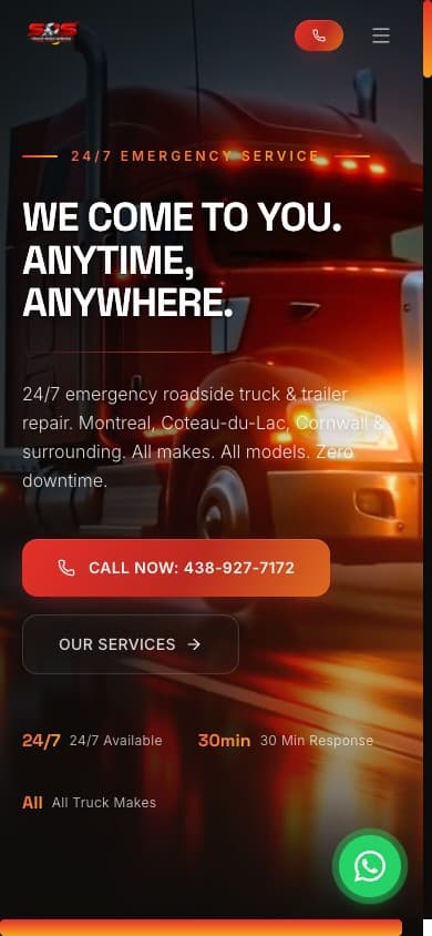 SOS Truck mobile homepage