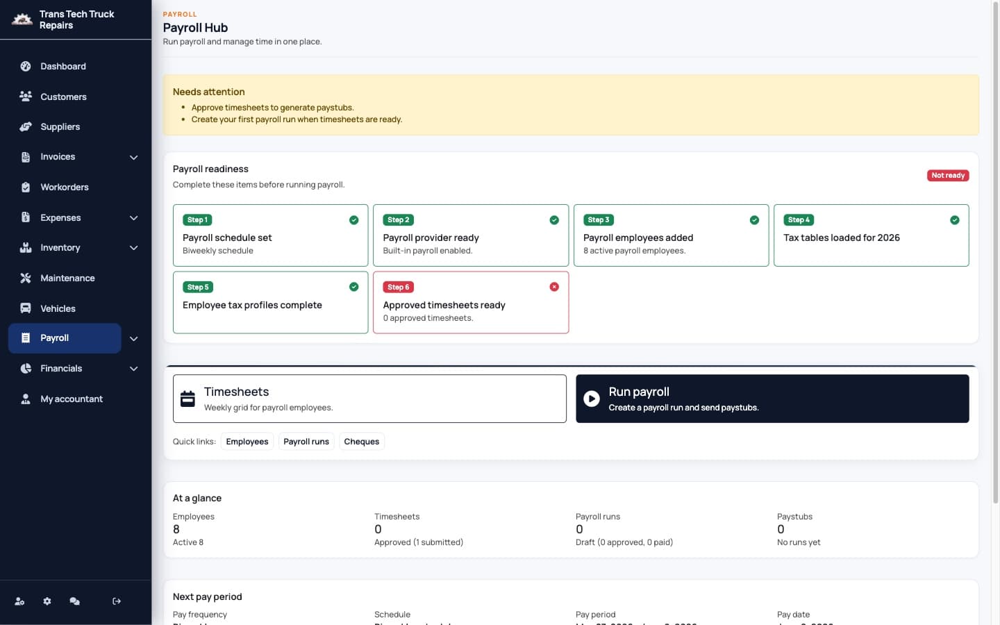 Built-in Canadian payroll hub