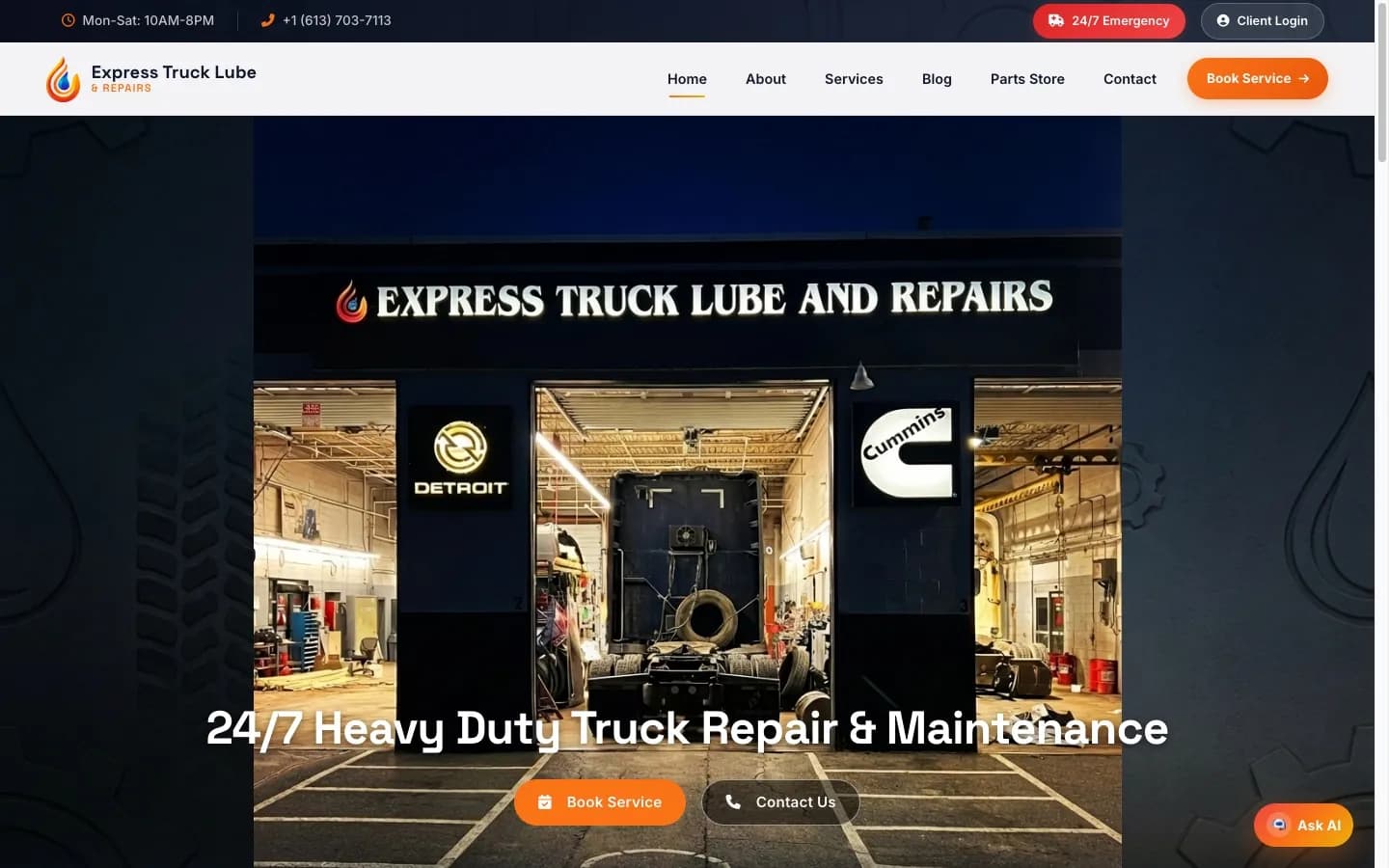 Express Truck Lube & Repairs website