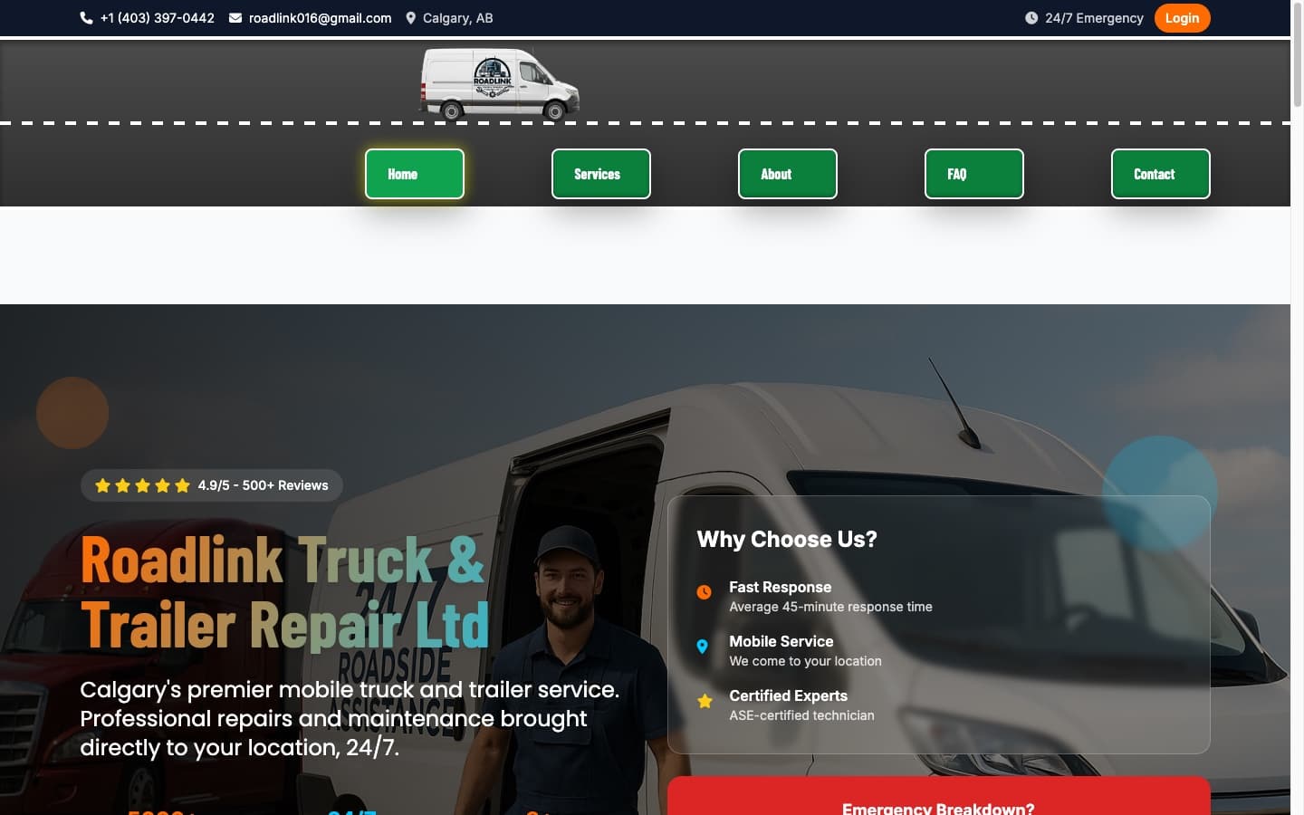Roadlink Truck & Trailer Repair website