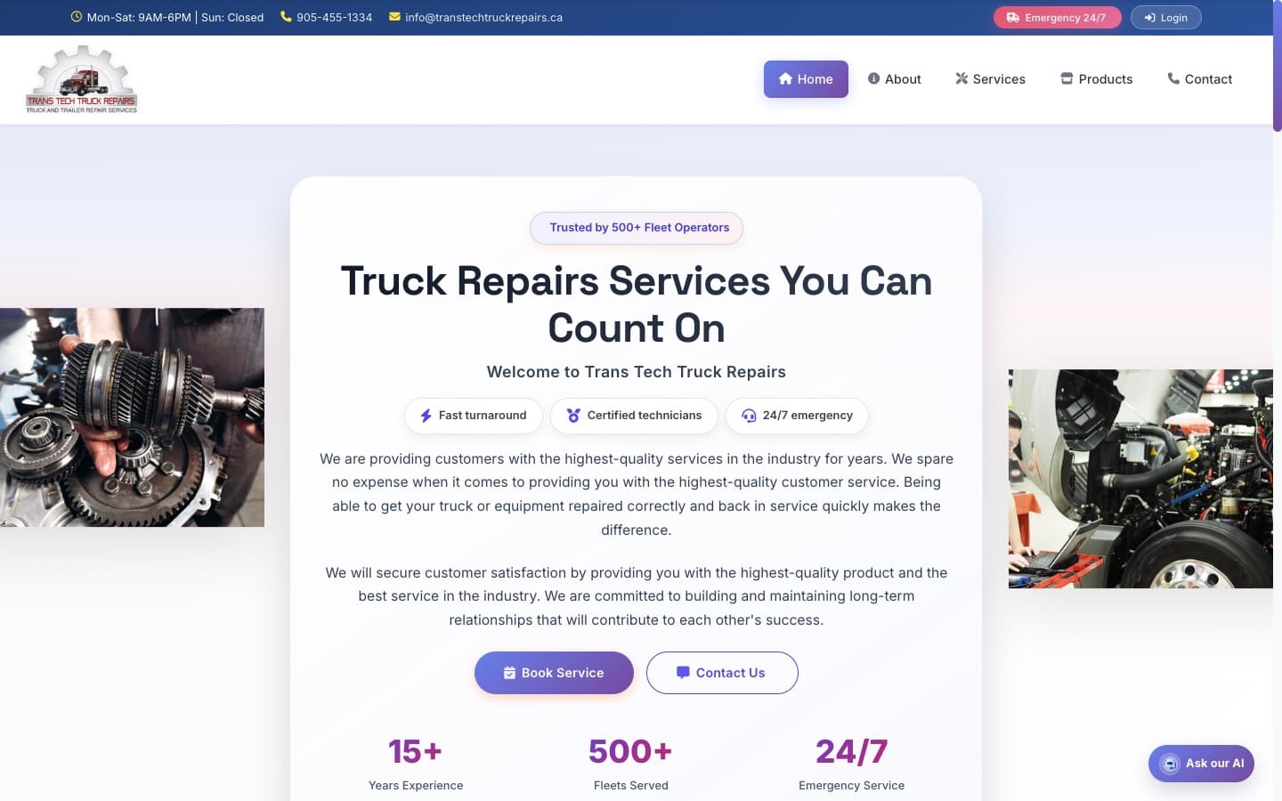 Trans Tech Truck Repairs website