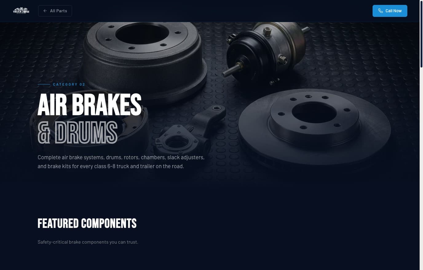 Truck Zone air brakes parts category page