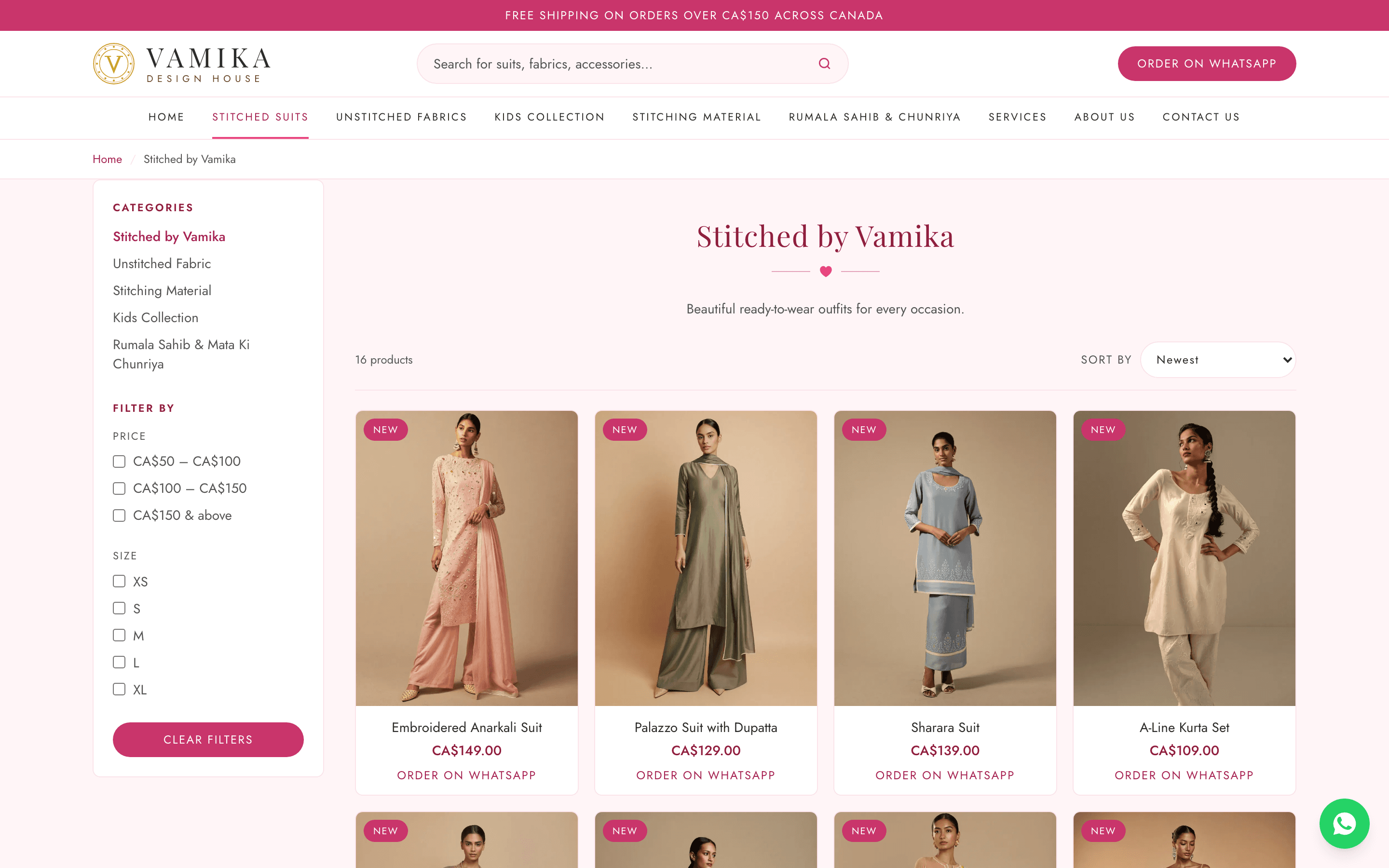 Vamika catalog category page