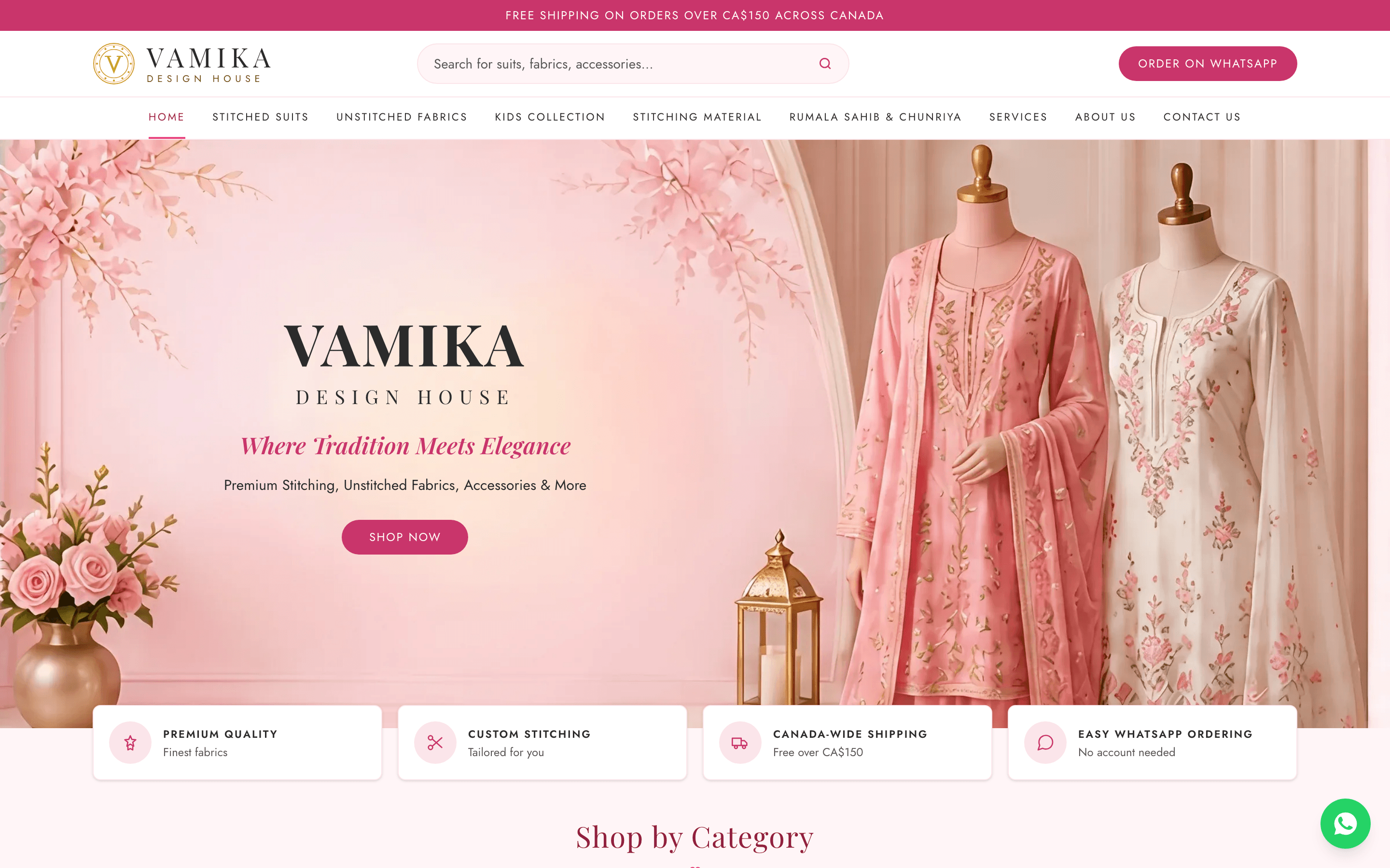 Vamika Design House homepage