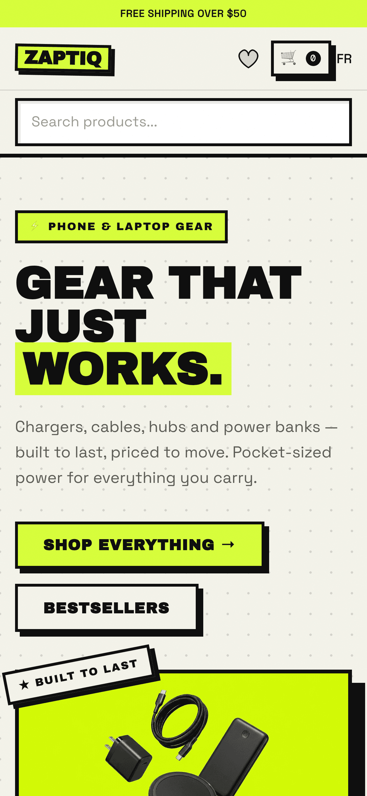 Zaptiq mobile homepage