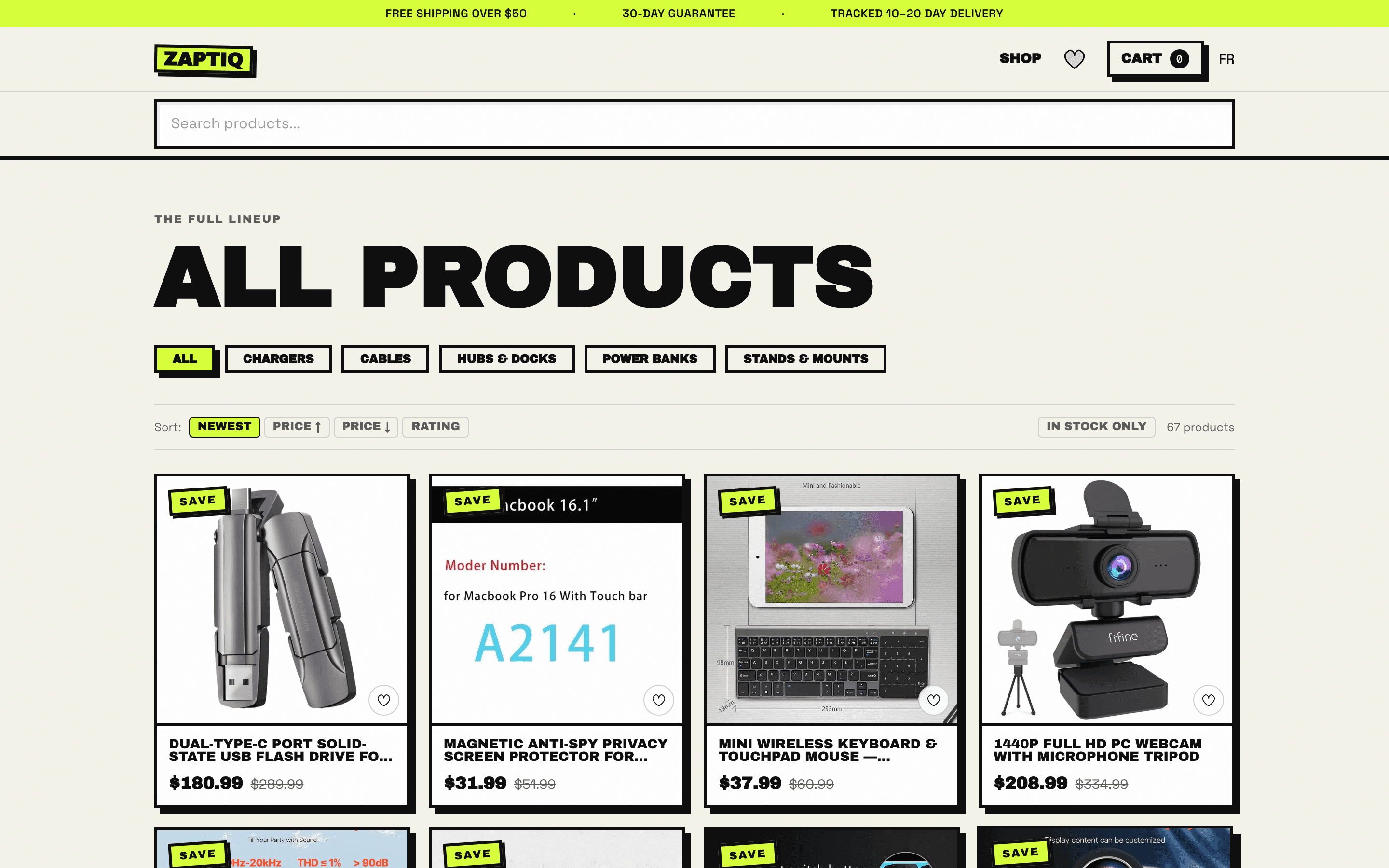 Zaptiq shop catalog grid