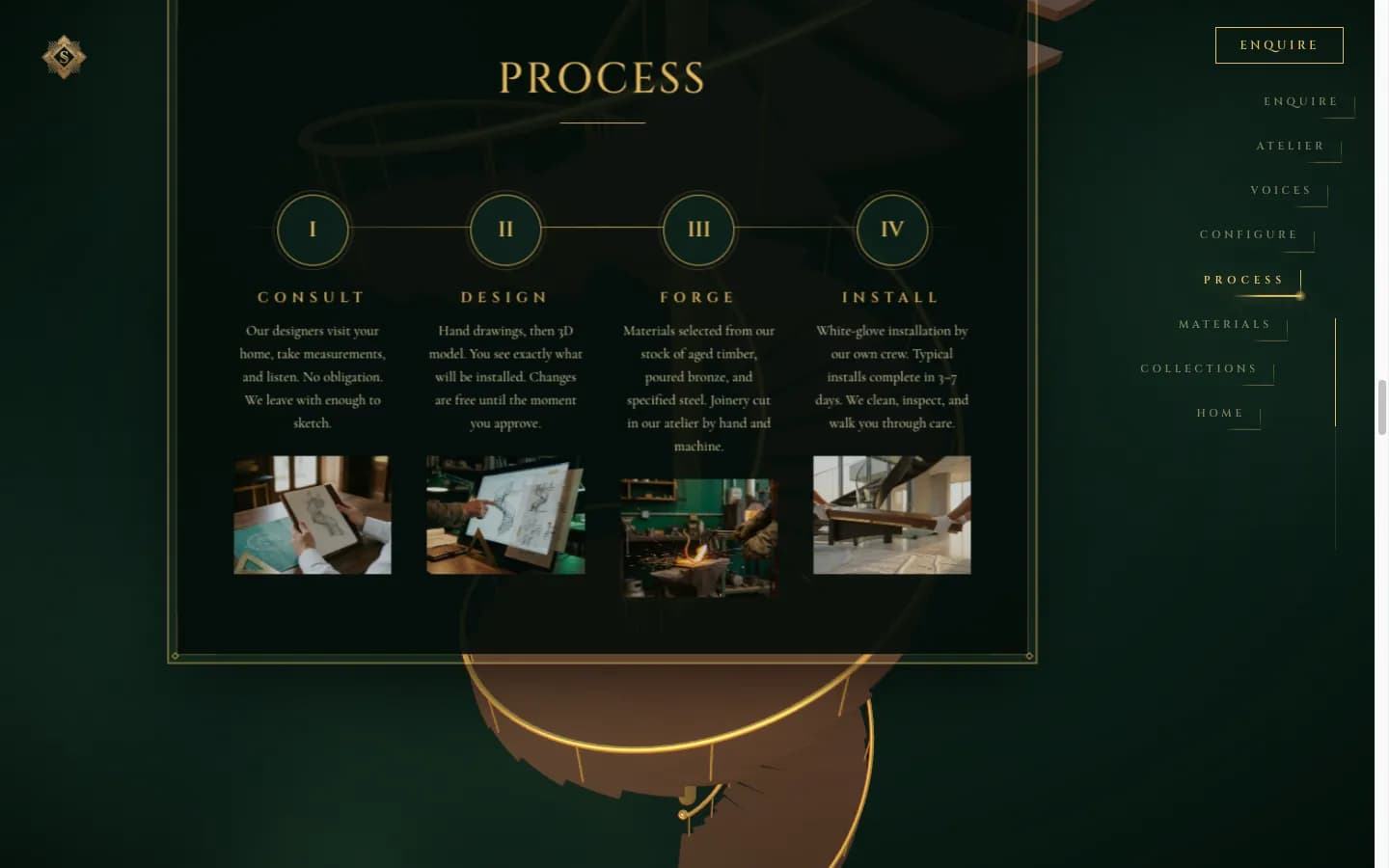 Four-step consult, design, forge, install process timeline