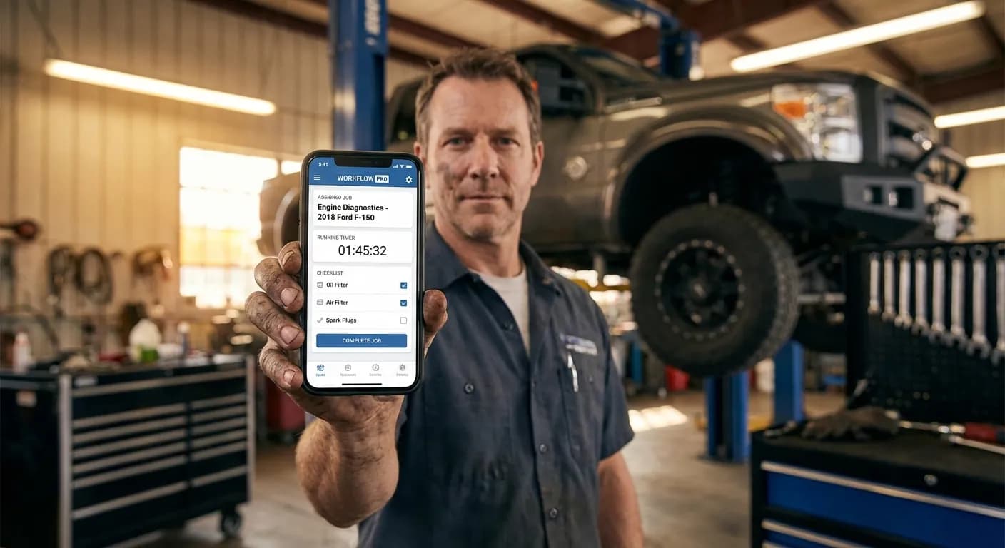 Trans Tech Mechanic App — job queue, time tracking, photo documentation, digital signatures