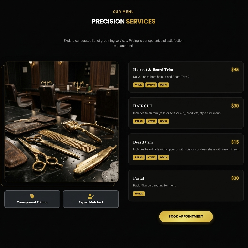 Services Menu Design