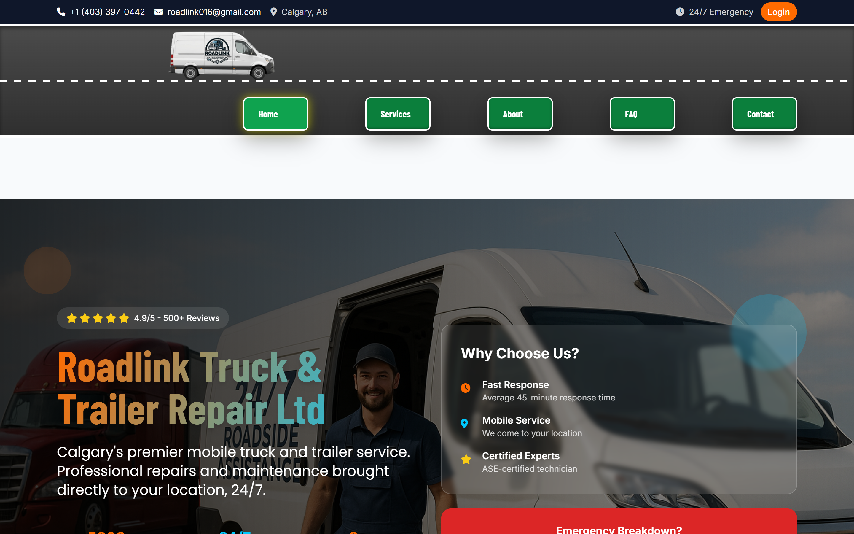 Roadlink Truck & Trailer Repair Website